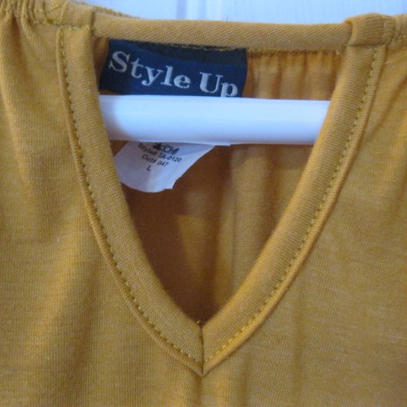 Hot Ginger Mustard Off-Shoulder Keyhole Tunic - Picture 3 of 5